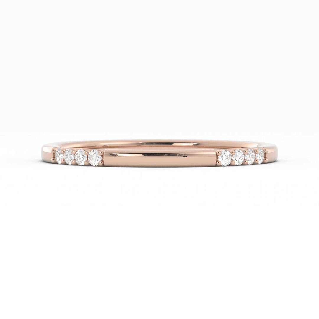 10K Rose Gold Round 16 Grouped Natural Diamond Wedding Band