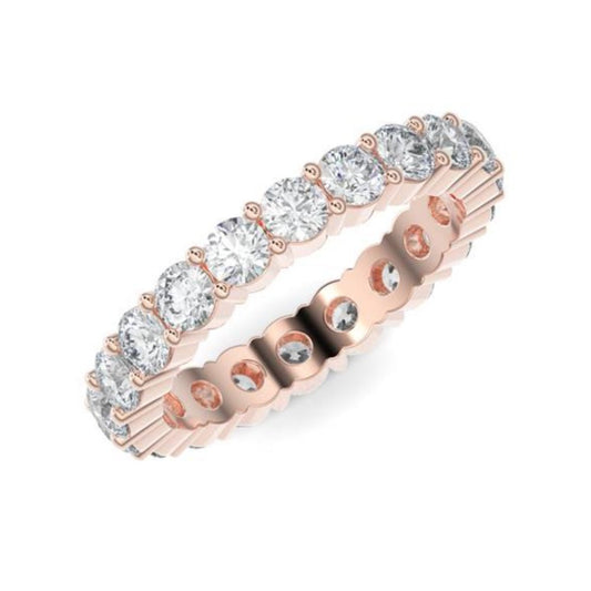 10K Rose Gold Round Eternity Lab Grown Diamond Wedding Band