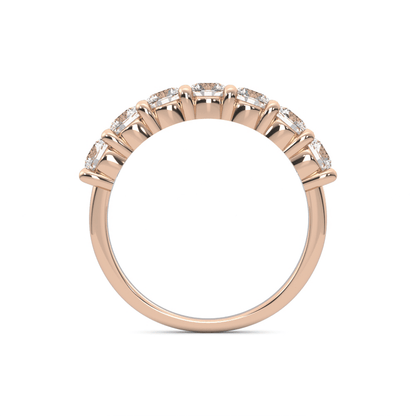 10K Rose Gold 7 Stone Quarter Shank Lab Grown Diamond Wedding Band