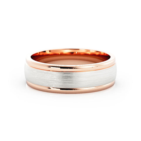Two-Tone 10K Rose/White Gold Satin Two-tone 6mm Wedding Band