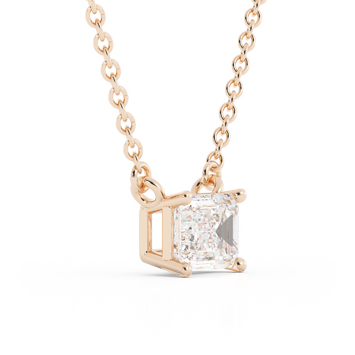 Classic Emerald Cut moissanite 1.67 ct. Solitaire Pendant Necklace, 10k Rose Gold-2