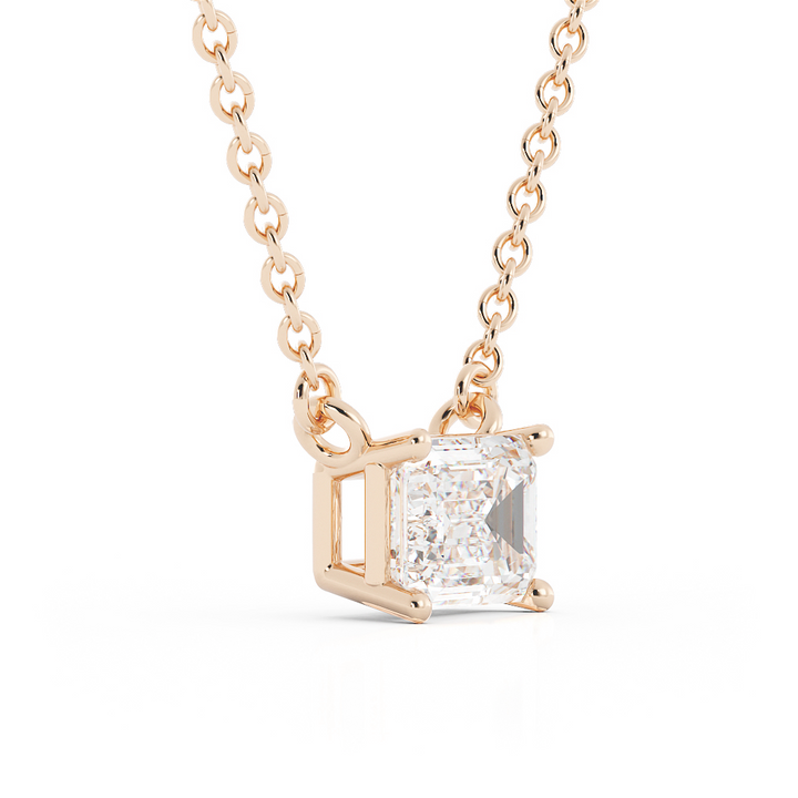 Classic Emerald Cut Moissanite Solitaire Necklace