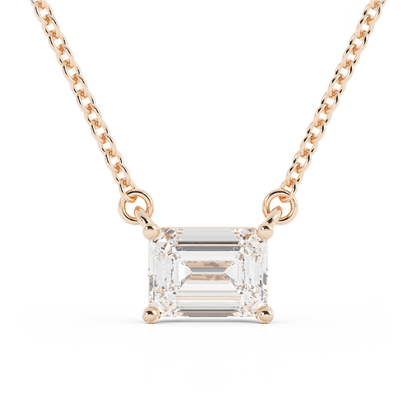 Classic Emerald Cut moissanite 1.67 ct. Solitaire Pendant Necklace, 10k Rose Gold-1