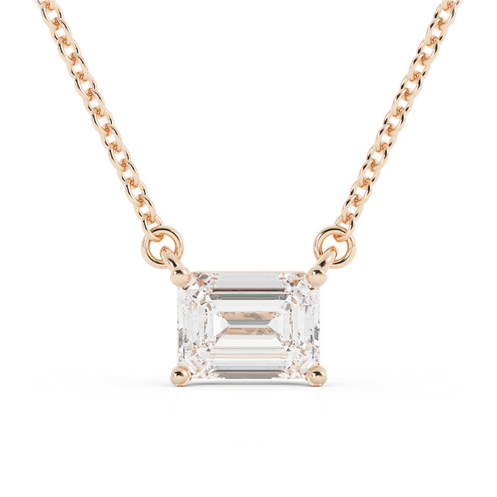 Classic Emerald Cut Moissanite Solitaire Necklace