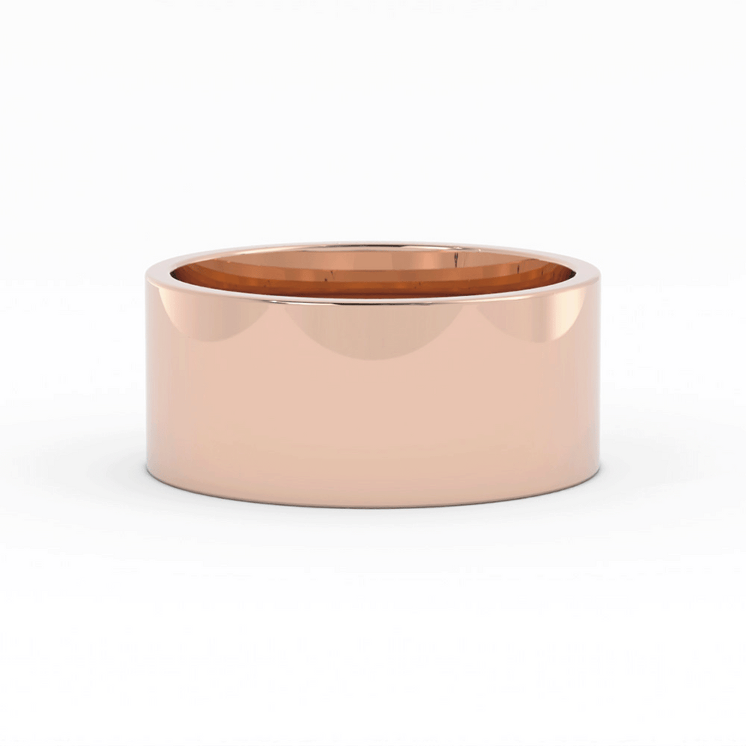 10K Rose Gold High Polish Flat 10mm Wedding Band