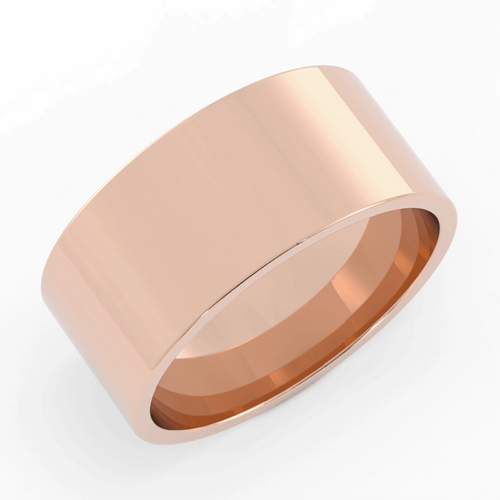 10K Rose Gold High Polish Flat 10mm Wedding Band