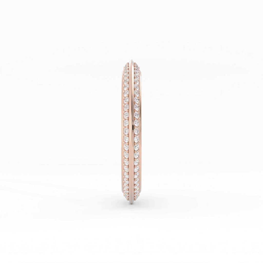 10K Rose Gold Round Double Knife Edge Lab Grown Diamond Wedding Band