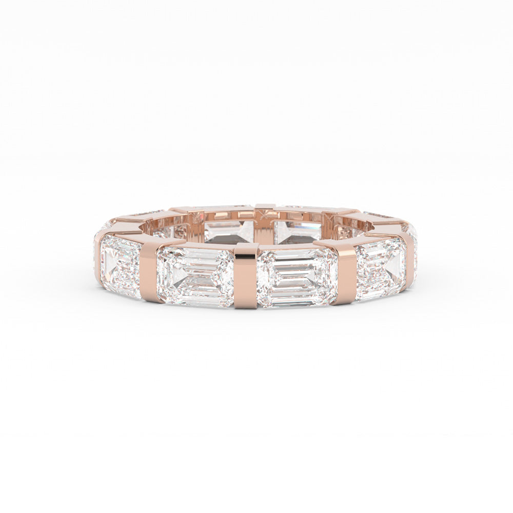 10K Rose Gold Lab Grown Emerald Cut Eternity 4mm Wedding Band