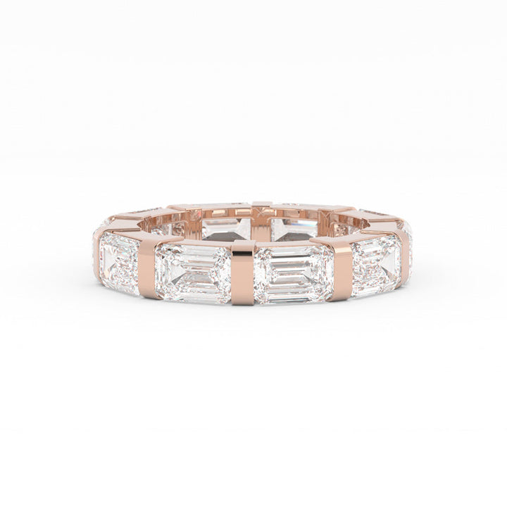 10K Rose Gold Lab Grown Emerald Cut Eternity 4mm Wedding Band