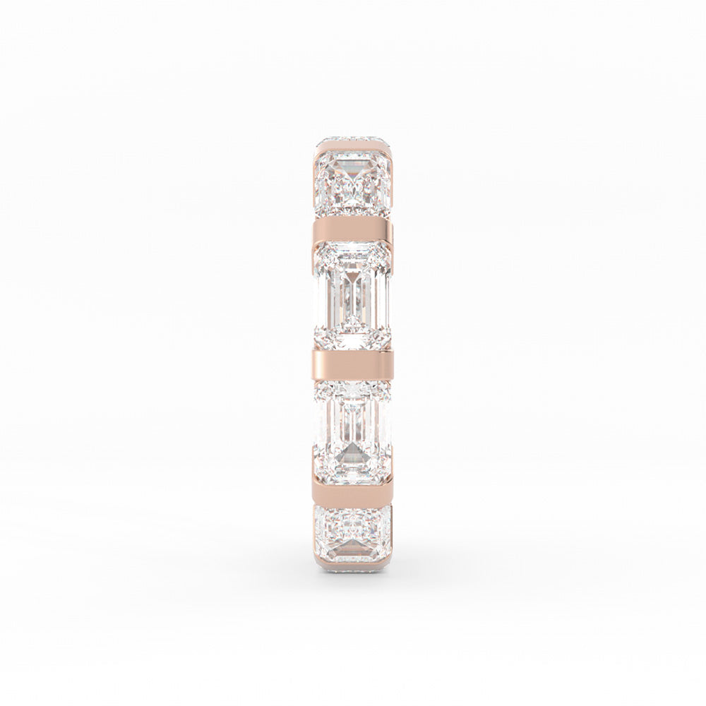 10K Rose Gold Lab Grown Emerald Cut Eternity 4mm Wedding Band