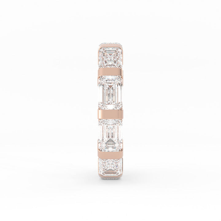 10K Rose Gold Lab Grown Emerald Cut Eternity 4mm Wedding Band