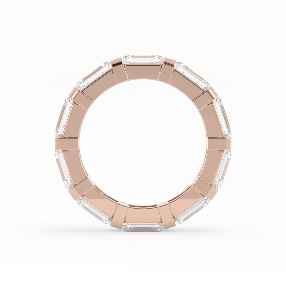 10K Rose Gold Lab Grown Emerald Cut Eternity 4mm Wedding Band