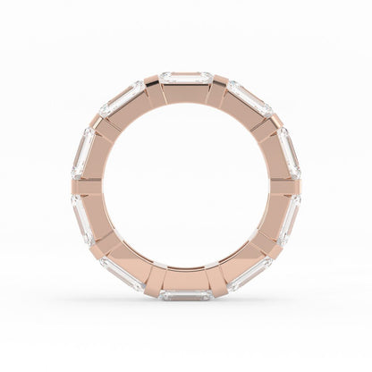 10K Rose Gold Lab Grown Emerald Cut Eternity 4mm Wedding Band