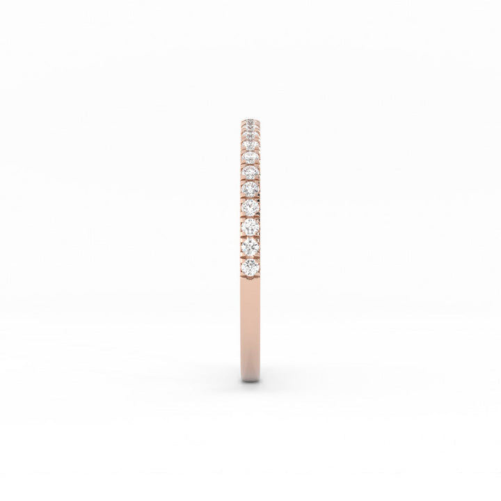 10K Rose Gold Round Pave Half Shank Lab Grown Diamond Wedding Band
