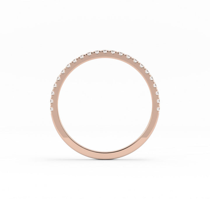 10K Rose Gold Round Pave Half Shank Lab Grown Diamond Wedding Band
