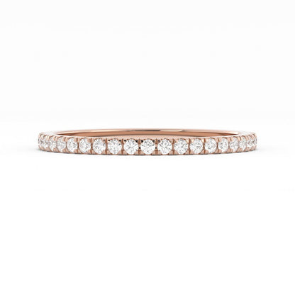 10K Rose Gold Round Pave Half Shank Moissanite Wedding Band