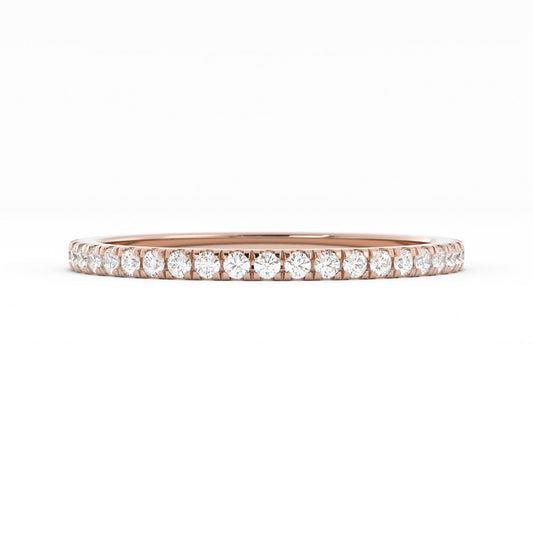 10K Rose Gold Round Pave Half Shank Natural Diamond Wedding Band