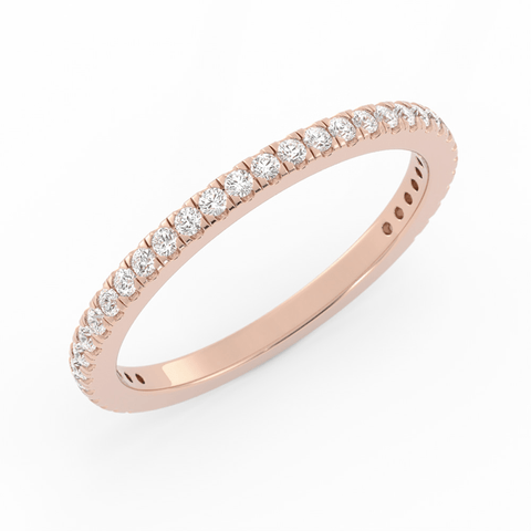 10K Rose Gold Round Three Quarter Pave Natural Diamond Wedding Band