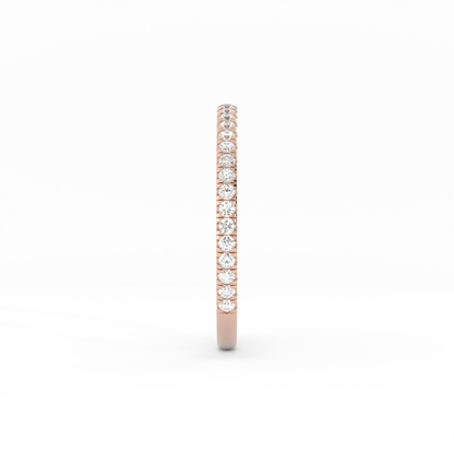 10K Rose Gold Round Three Quarter Pave Natural Diamond Wedding Band
