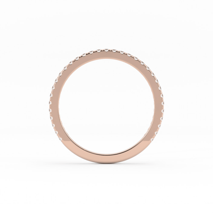 10K Rose Gold Round Three Quarter Pave Natural Diamond Wedding Band