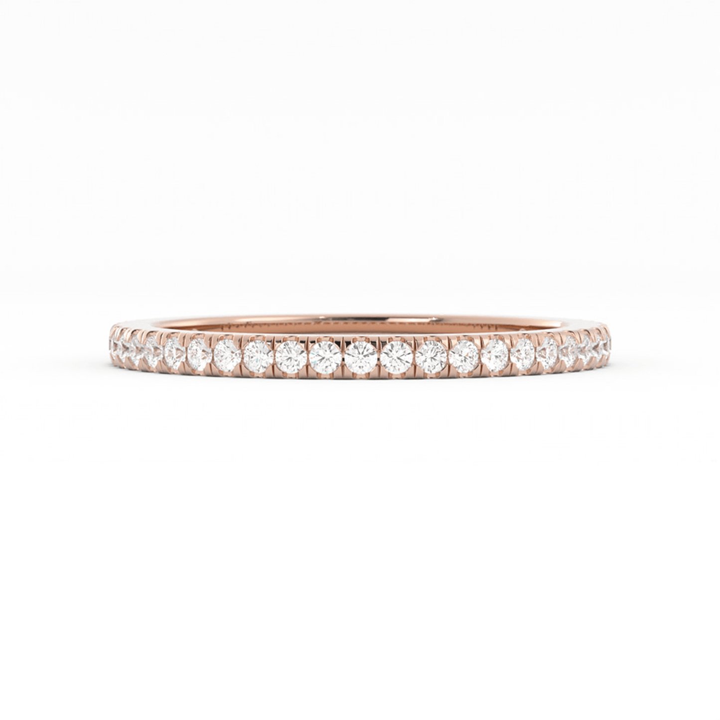 10K Rose Gold Round Three Quarter Pave Natural Diamond Wedding Band