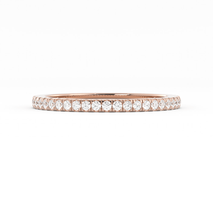 10K Rose Gold Round Three Quarter Pave Natural Diamond Wedding Band