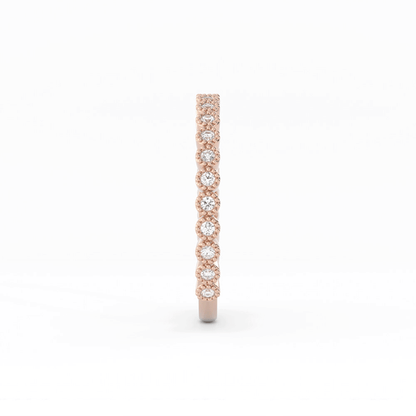 10K Rose Gold Round Three Quarter Milgrain Natural Diamond Wedding Band