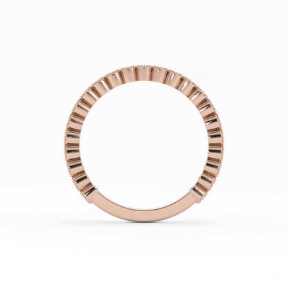 10K Rose Gold Round Three Quarter Milgrain Natural Diamond Wedding Band
