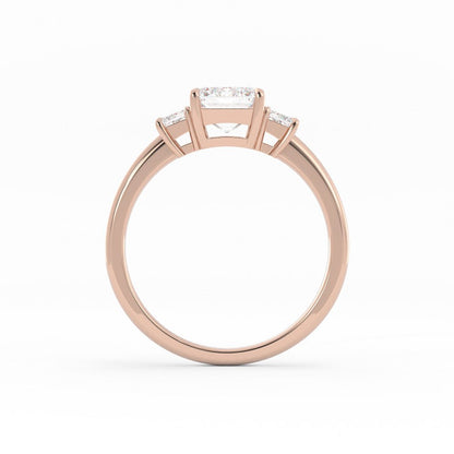 0.5ct Moissanite Emerald Cut Three Stone 10K Rose Gold Engagement Ring