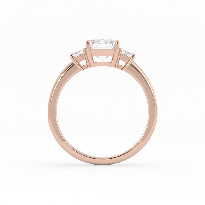 0.5ct Moissanite Emerald Cut Three Stone 10K Rose Gold Engagement Ring