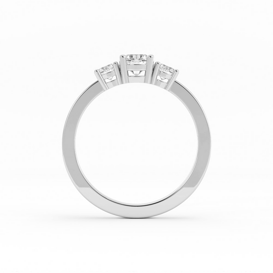 0.5ct Lab Grown Diamond Round Three Stone 10K White Gold Engagement Ring