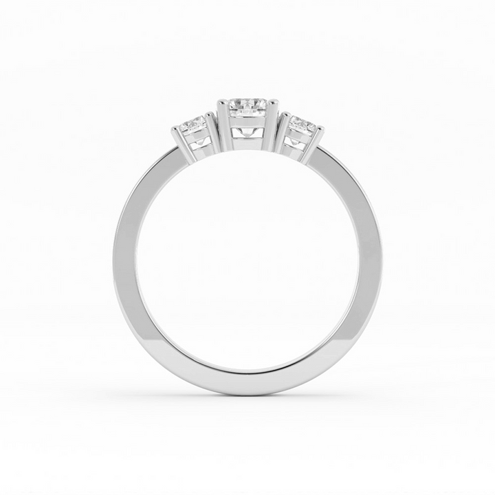 0.5ct Lab Grown Diamond Round Three Stone 10K White Gold Engagement Ring