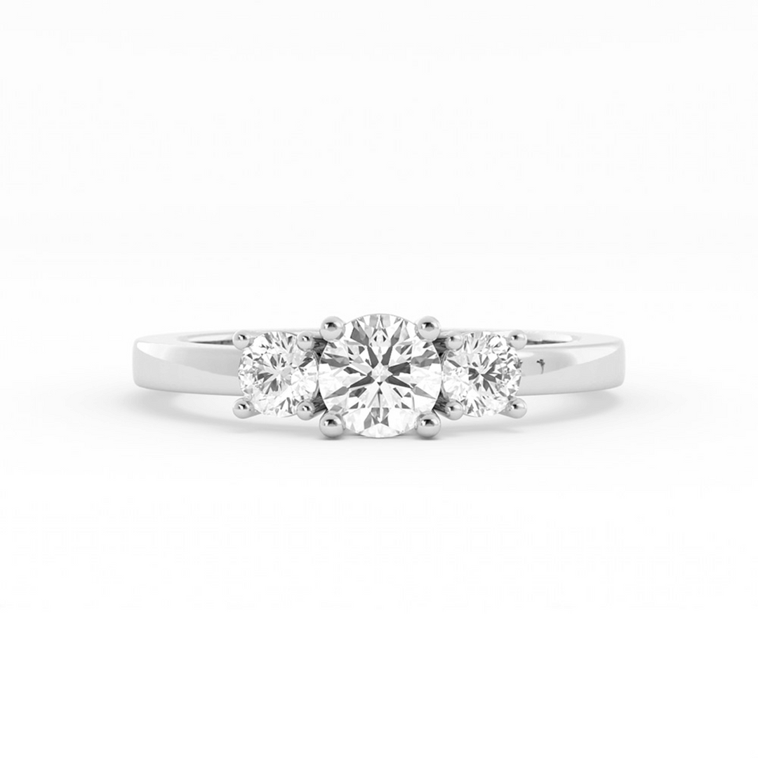 0.5ct Lab Grown Diamond Round Three Stone 10K White Gold Engagement Ring