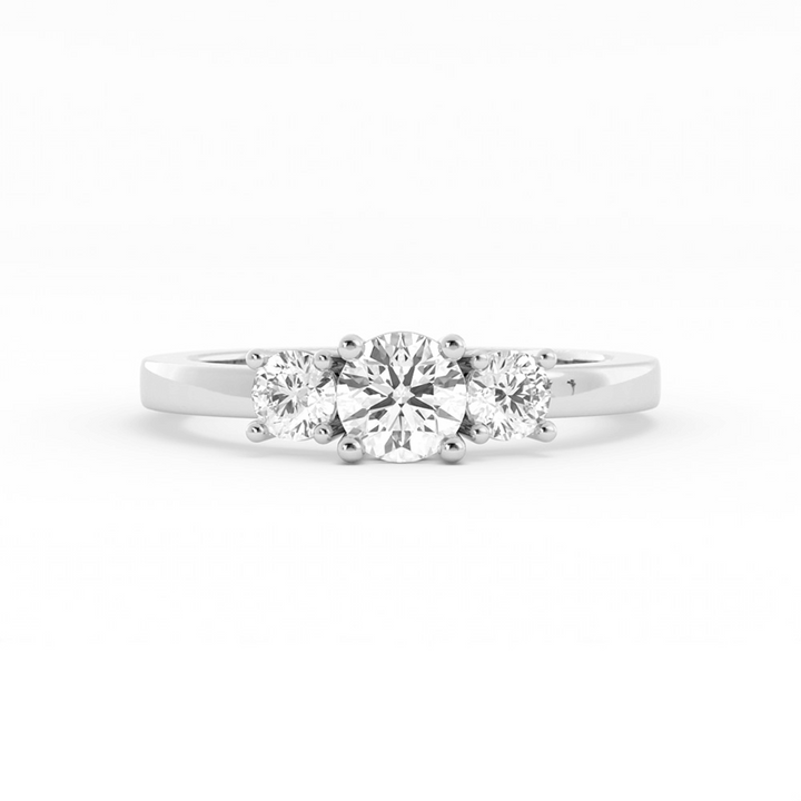 0.5ct Lab Grown Diamond Round Three Stone 10K White Gold Engagement Ring