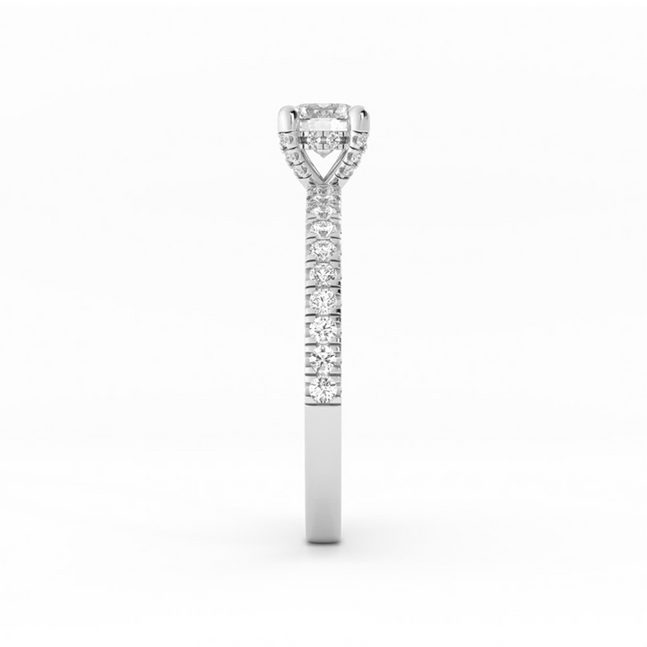 Pave Lab Grown Diamond Halo, Accent Engagement Ring