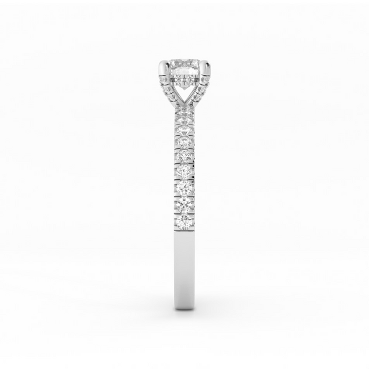 0.5ct Lab Grown Diamond Pave Halo, Accent 10K White Gold Engagement Ring