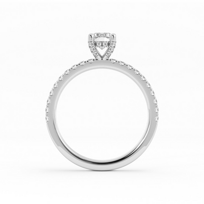 0.5ct Lab Grown Diamond Pave Halo, Accent 10K White Gold Engagement Ring