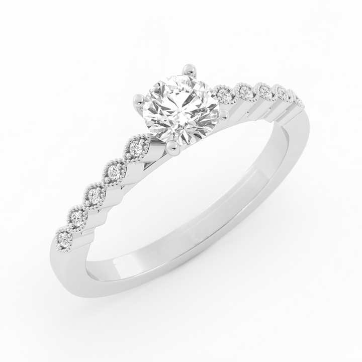 0.5ct Lab Grown Diamond Eyelet Band Accent 10K White Gold Engagement Ring