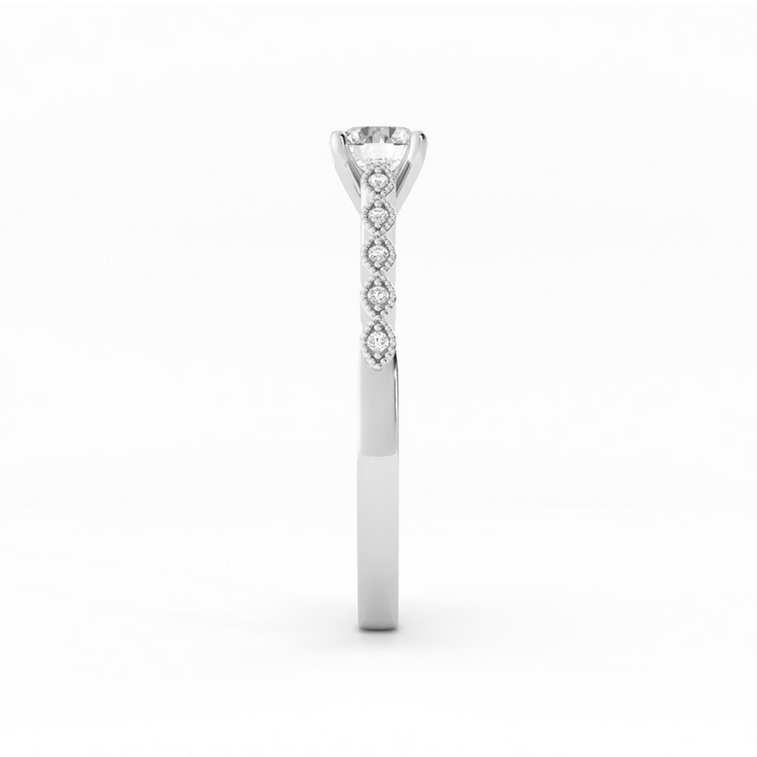 0.5ct Lab Grown Diamond Eyelet Band Accent 10K White Gold Engagement Ring