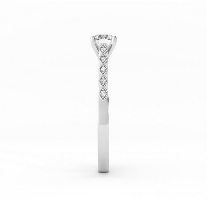 0.5ct Lab Grown Diamond Eyelet Band Accent 10K White Gold Engagement Ring