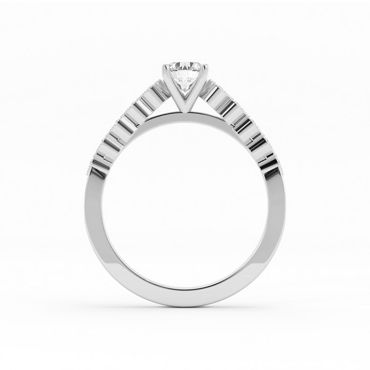0.5ct Lab Grown Diamond Eyelet Band Accent 10K White Gold Engagement Ring