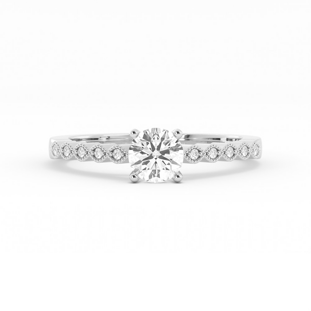 0.5ct Lab Grown Diamond Eyelet Band Accent 10K White Gold Engagement Ring