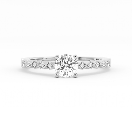 0.5ct Lab Grown Diamond Eyelet Band Accent 10K White Gold Engagement Ring