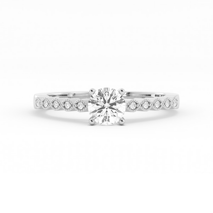 0.5ct Lab Grown Diamond Eyelet Band Accent 10K White Gold Engagement Ring
