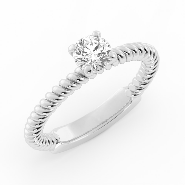 0.5ct Lab Grown Diamond Rope Solitaire 10K White Gold Engagement Ring