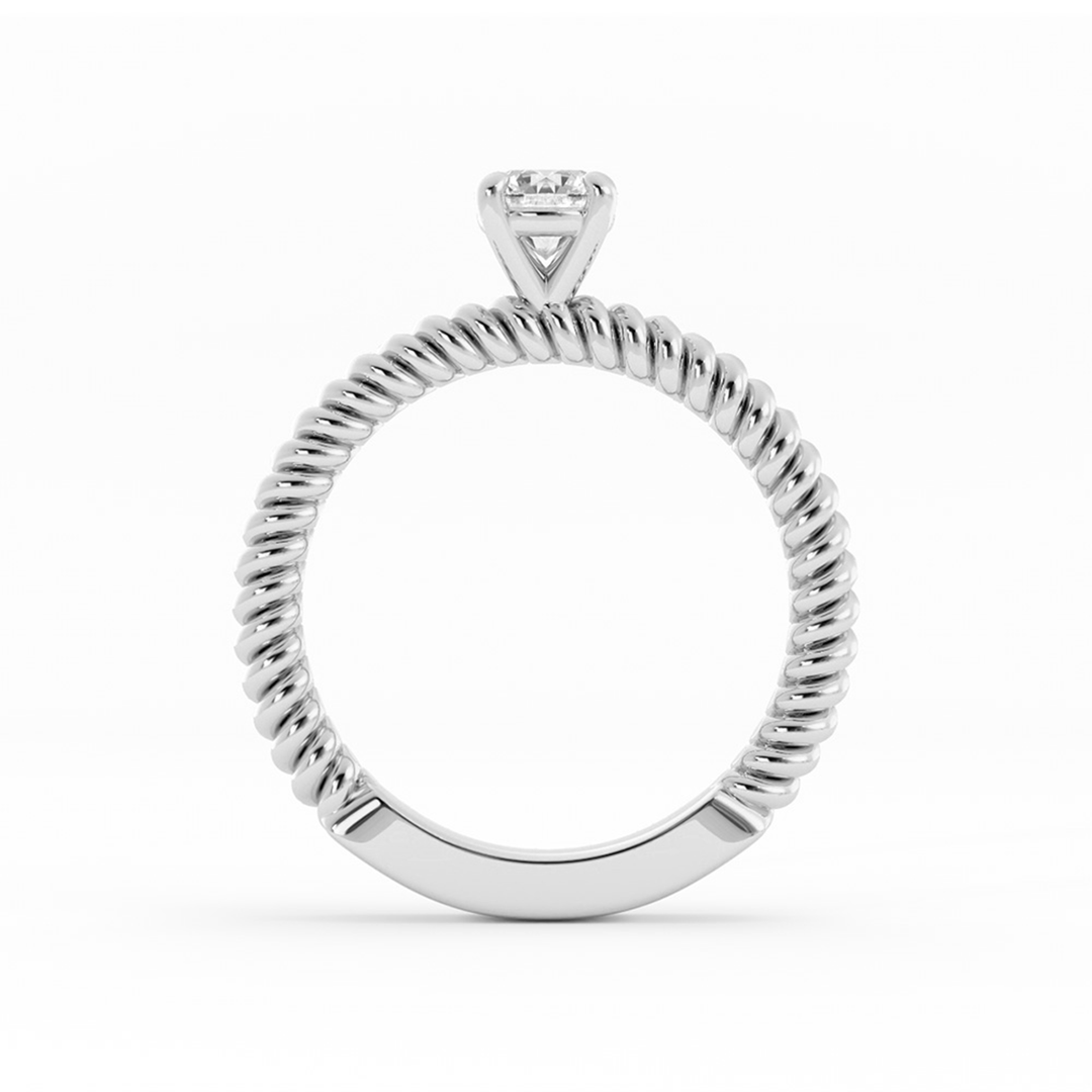 0.5ct Lab Grown Diamond Rope Solitaire 10K White Gold Engagement Ring