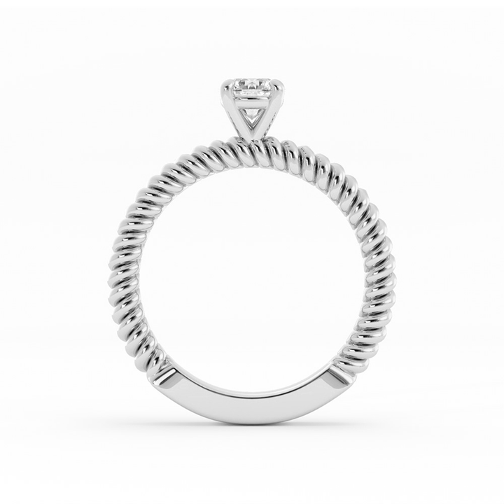0.5ct Lab Grown Diamond Rope Solitaire 10K White Gold Engagement Ring