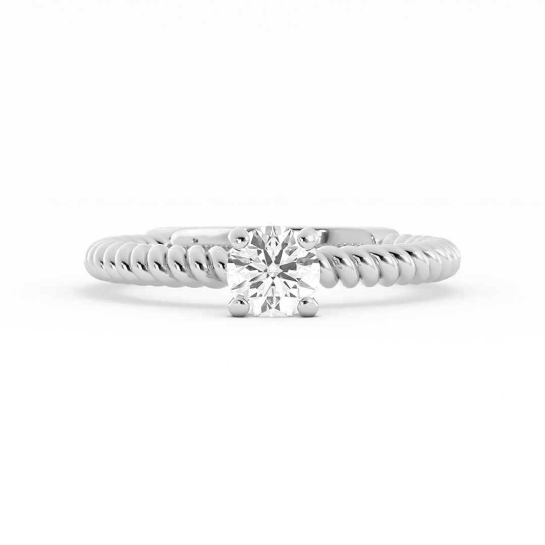 0.5ct Lab Grown Diamond Rope Solitaire 10K White Gold Engagement Ring