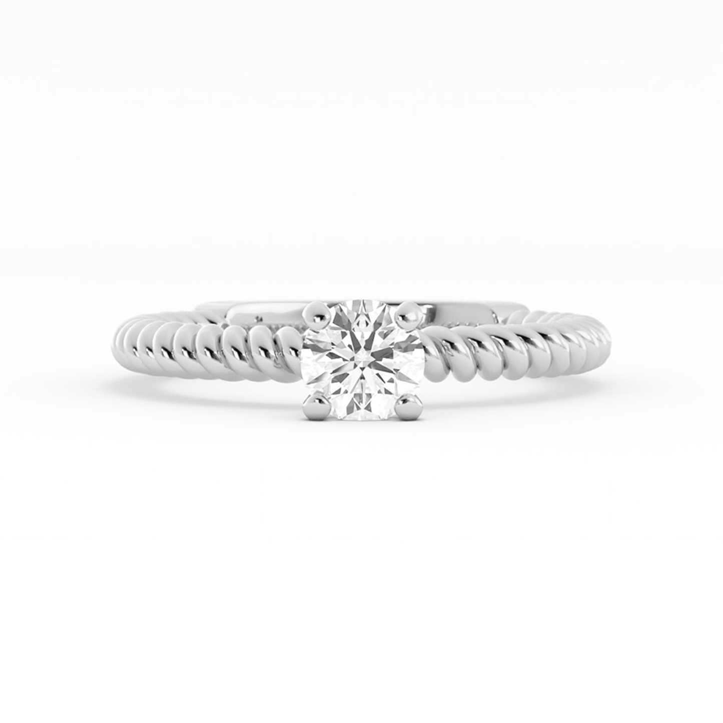 0.5ct Lab Grown Diamond Rope Solitaire 10K White Gold Engagement Ring