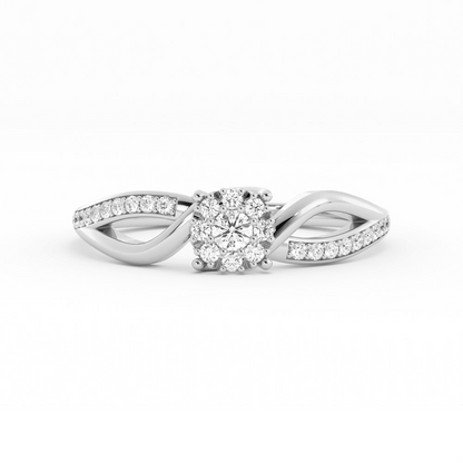 Lab Grown Diamond Split  Halo 10K White Gold Engagement Ring